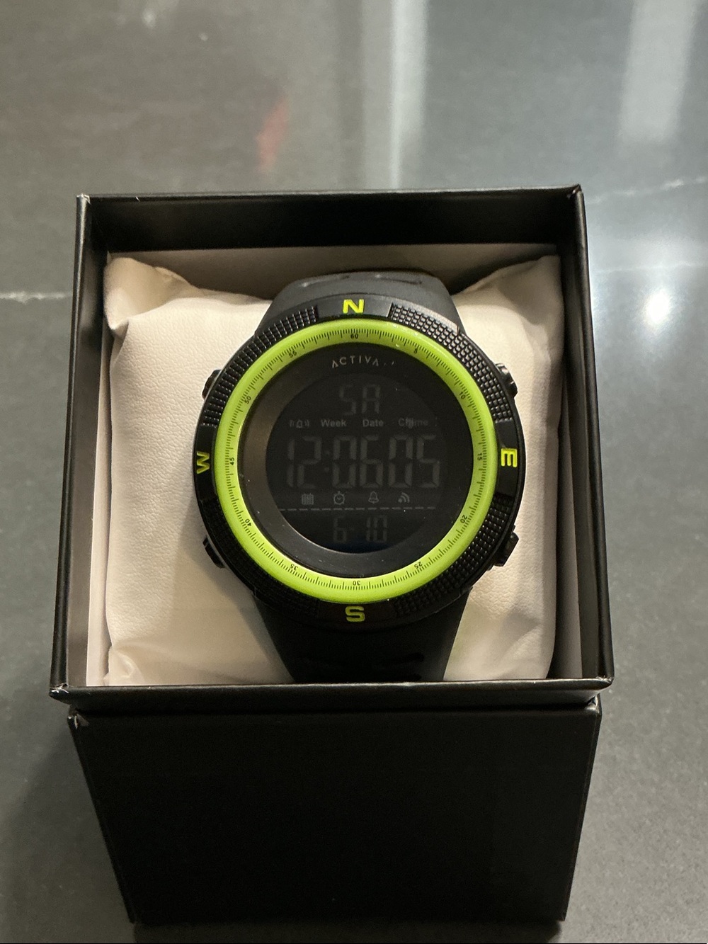 Ativa Black Sport Digital Watch with Neon Green Bezel(ACW1915MC-008)